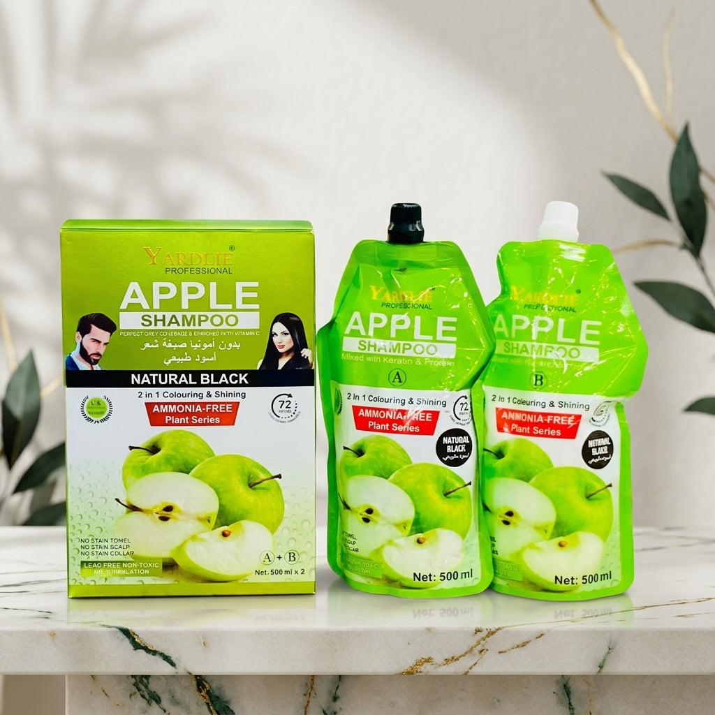 YARDLIE Professional Apple Hair Color Shampoo - Natural Black - Ammonia Free