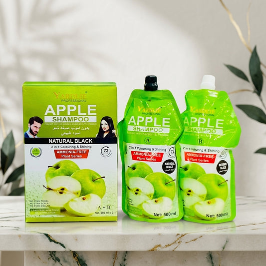 YARDLIE Professional Apple Hair Color Shampoo - Natural Black - Ammonia Free