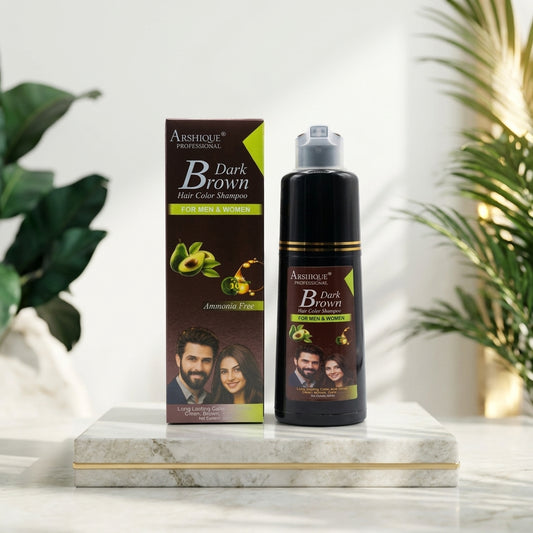 ARSHIQUE Professional Dark Brown Hair Color Shampoo - Ammonia Free - For Men & Women