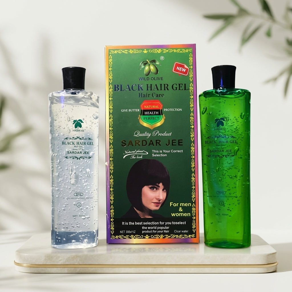 SARDAR JEE Wild Olive Black Hair Gel - Natural Black Gel For Men & Women