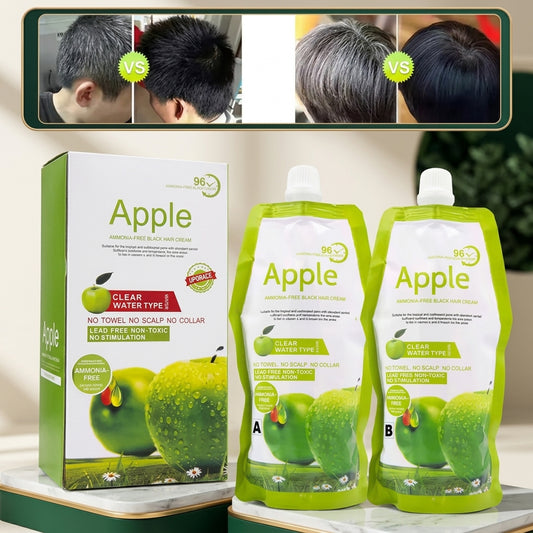 Apple Ammonia-Free Black Hair Cream - Clear Water Type - No Scalp No Collar